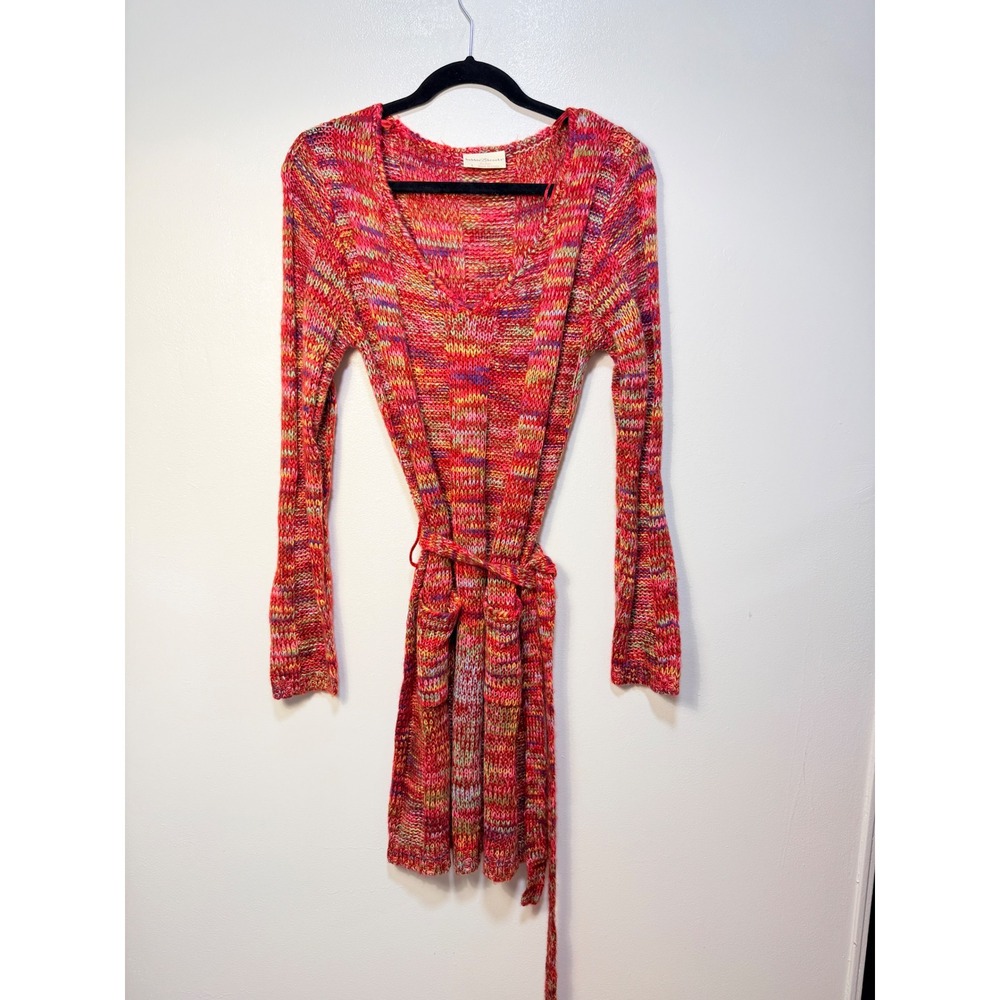 Vintage 90s Bobbie Brooks Sweater Dress Size Large Red Multicolor Knitted Indie